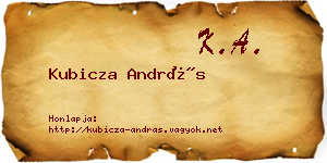 Kubicza András névjegykártya
